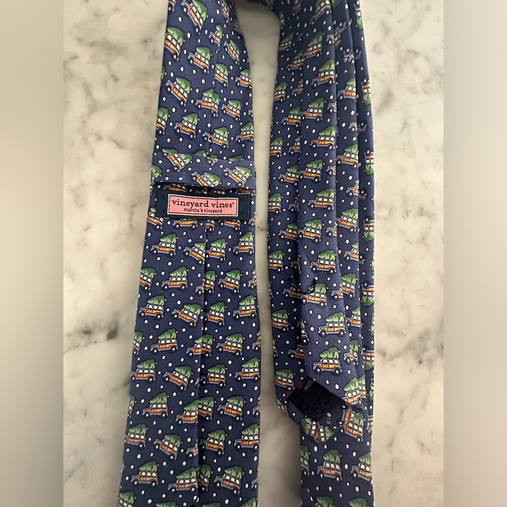 Vineyard Vines Navy Blue Kids Tie with Camper Van Print